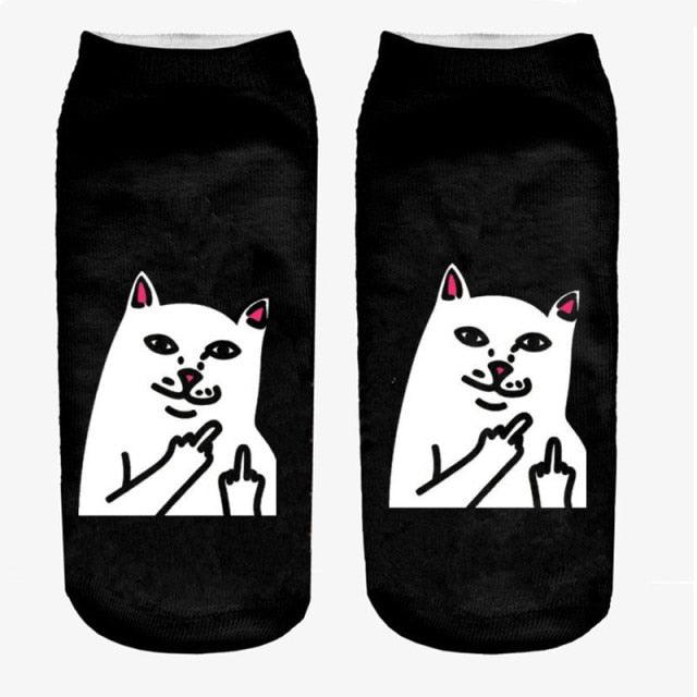 New Cartoon Cat Socks 3D Print Art Funny Socks Women Cute Low Cut Ankle Socks Made o Pure Cotton Short Socks Trending Fashion Short Ankle Socks For Men And Women Stevvex
