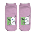 New Cartoon Cat Socks 3D Print Art Funny Socks Women Cute Low Cut Ankle Socks Made o Pure Cotton Short Socks Trending Fashion Short Ankle Socks For Men And Women Stevvex