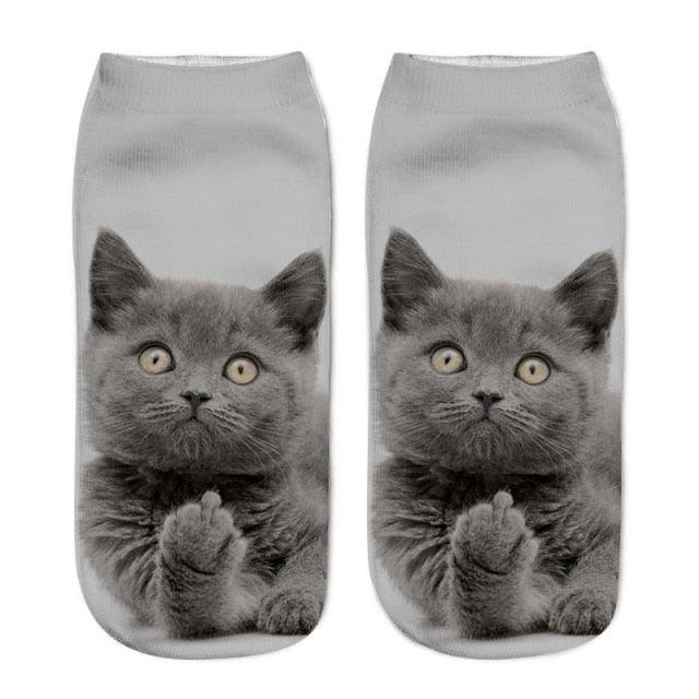 New Cartoon Cat Socks 3D Print Art Funny Socks Women Cute Low Cut Ankle Socks Made o Pure Cotton Short Socks Trending Fashion Short Ankle Socks For Men And Women Stevvex