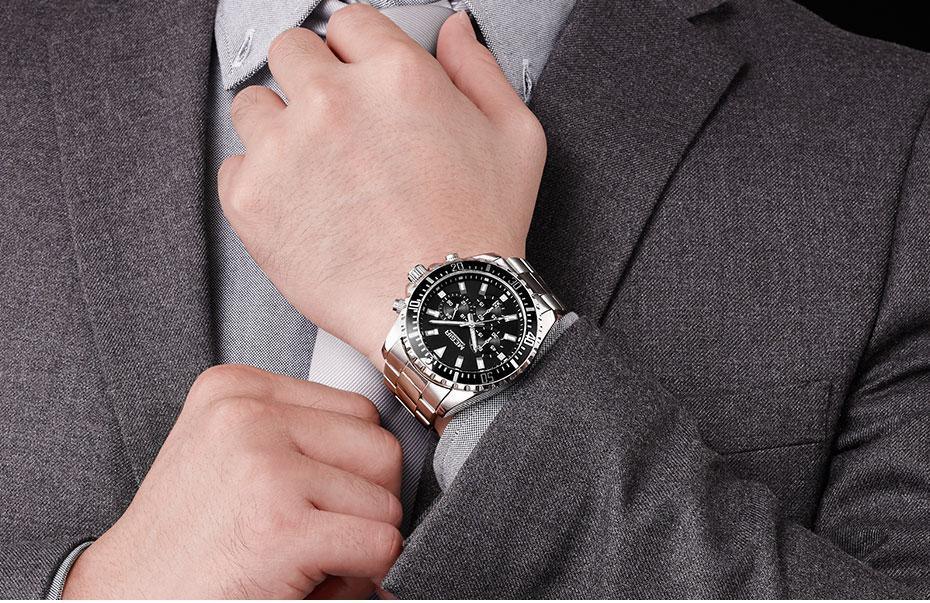 Multifunctional Men's Quartz Watches Modern Stainless Steel Design Waterproof And Scratch Resistant Wrist Watches Stevvex