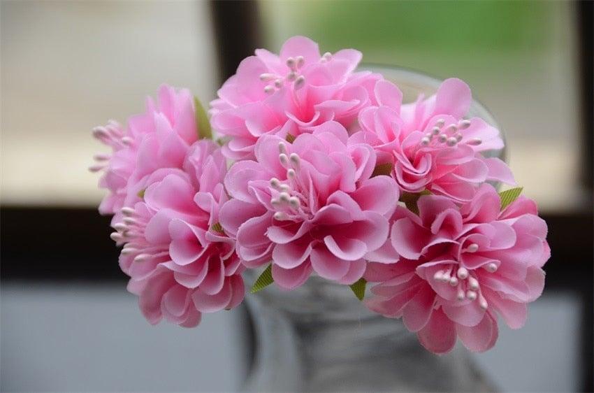 6pcs Silk Stamen Artificial Flower Bouquet Wedding Party Decoration Handmade Wreath Gift Scrapbooking Craft Fake Flowers Stevvex