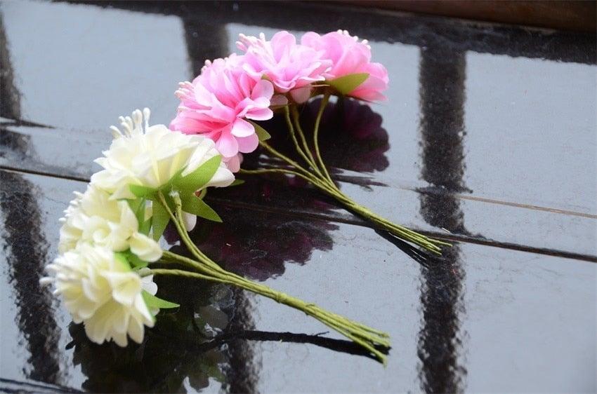 6pcs Silk Stamen Artificial Flower Bouquet Wedding Party Decoration Handmade Wreath Gift Scrapbooking Craft Fake Flowers Stevvex