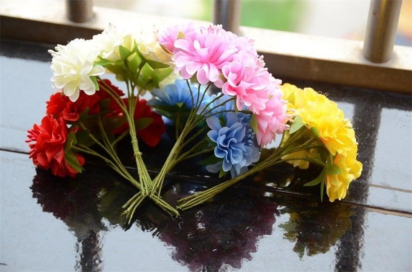 6pcs Silk Stamen Artificial Flower Bouquet Wedding Party Decoration Handmade Wreath Gift Scrapbooking Craft Fake Flowers Stevvex