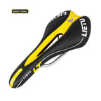 New Bicycle Saddle Ergonomic Road Bike Perforated Seat Foam Cushioned PU Leather Texture Steel Rail Cycle Accessories Mountain Bike Seat Comfortable Memory Foam Bicycle Seats For Mens Stevvex