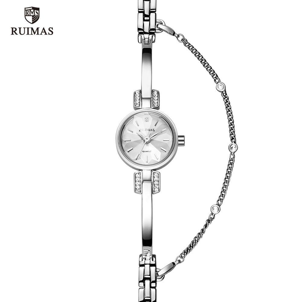 Luxury Small Silver Women Watch Modern Bracelet Wristwatch Quartz Waterproof Mini Round Design Stevvex