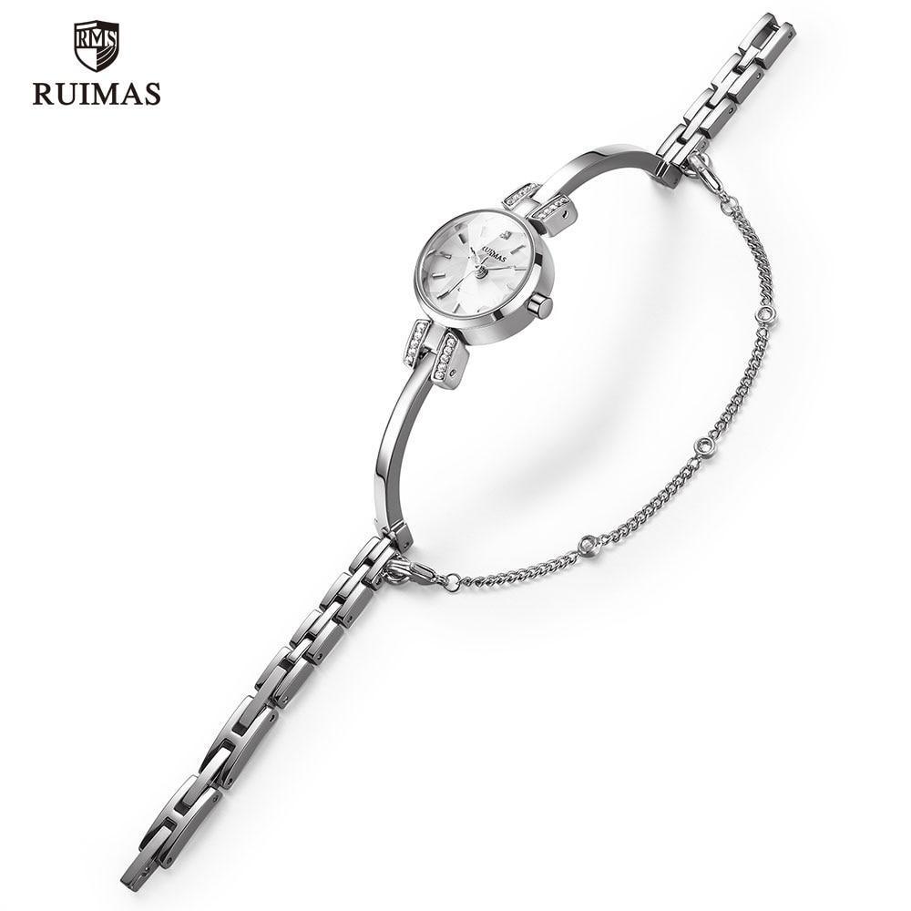 Luxury Small Silver Women Watch Modern Bracelet Wristwatch Quartz Waterproof Mini Round Design Stevvex