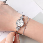 Luxury Small Silver Women Watch Modern Bracelet Wristwatch Quartz Waterproof Mini Round Design Stevvex