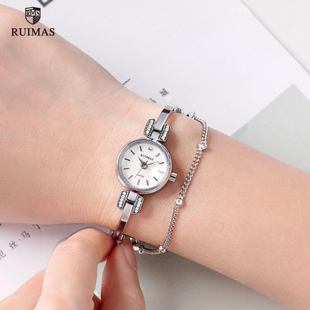 Luxury Small Silver Women Watch Modern Bracelet Wristwatch Quartz Waterproof Mini Round Design Stevvex