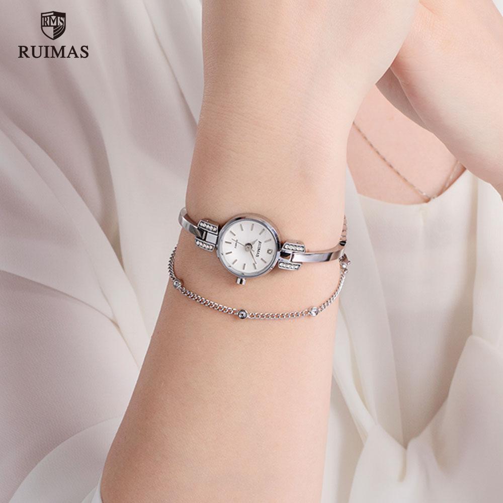 Luxury Small Silver Women Watch Modern Bracelet Wristwatch Quartz Waterproof Mini Round Design Stevvex
