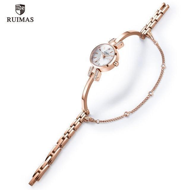 Luxury Small Silver Women Watch Modern Bracelet Wristwatch Quartz Waterproof Mini Round Design Stevvex