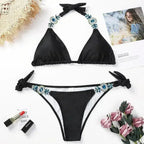 Jeweled Bikini Crochet Jewelry Bikini Set two pieces Swimsuit Crystal