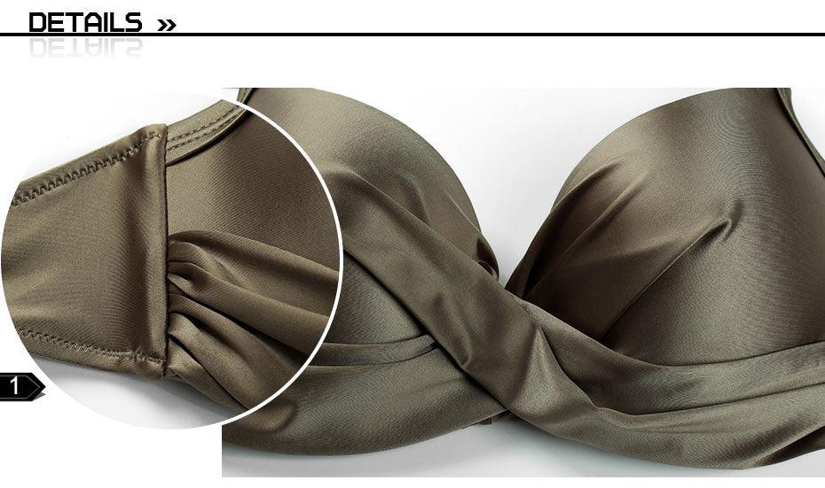 High Waist Bikinis Women Swimwear Summer Solid Color High-Grade Fabric Bikini Set Women's High Waist Swimsuit 2 Piece Bathing Suits Bikini Plus Size Swimwear Bathing Suit Stevvex