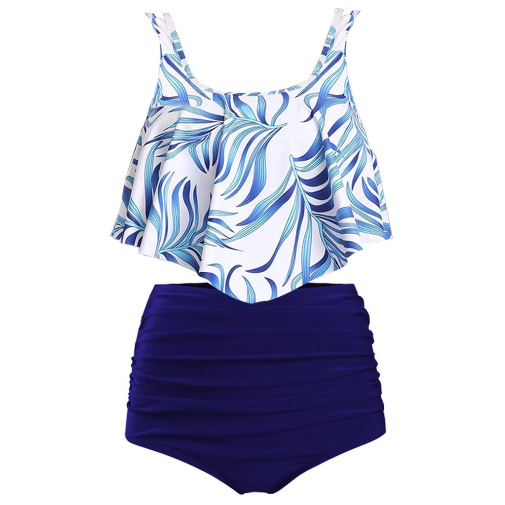 Women High Waist Bikini Plus Size Swimwear Summer Swimsuit Beach Bathing Suit Ruffle Bikini  Floral Printed Ruffle High Waist Bikini Set Women's Tummy Control Bathing Suit Swimsuit Flounce Peplum Stevvex