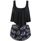 Women High Waist Bikini Plus Size Swimwear Summer Swimsuit Beach Bathing Suit Ruffle Bikini  Floral Printed Ruffle High Waist Bikini Set Women's Tummy Control Bathing Suit Swimsuit Flounce Peplum Stevvex