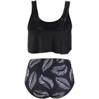 Women High Waist Bikini Plus Size Swimwear Summer Swimsuit Beach Bathing Suit Ruffle Bikini  Floral Printed Ruffle High Waist Bikini Set Women's Tummy Control Bathing Suit Swimsuit Flounce Peplum Stevvex