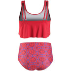 Women High Waist Bikini Plus Size Swimwear Summer Swimsuit Beach Bathing Suit Ruffle Bikini  Floral Printed Ruffle High Waist Bikini Set Women's Tummy Control Bathing Suit Swimsuit Flounce Peplum Stevvex