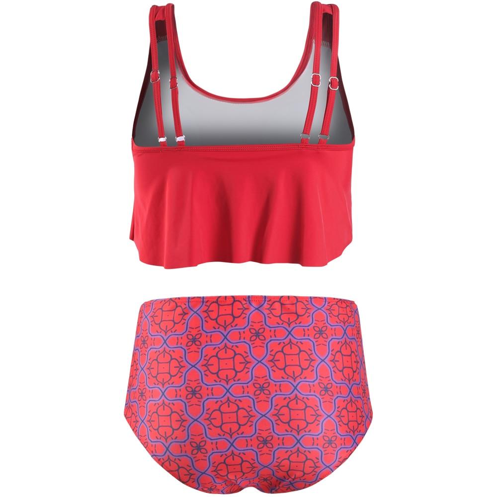 Women High Waist Bikini Plus Size Swimwear Summer Swimsuit Beach Bathing Suit Ruffle Bikini  Floral Printed Ruffle High Waist Bikini Set Women's Tummy Control Bathing Suit Swimsuit Flounce Peplum Stevvex