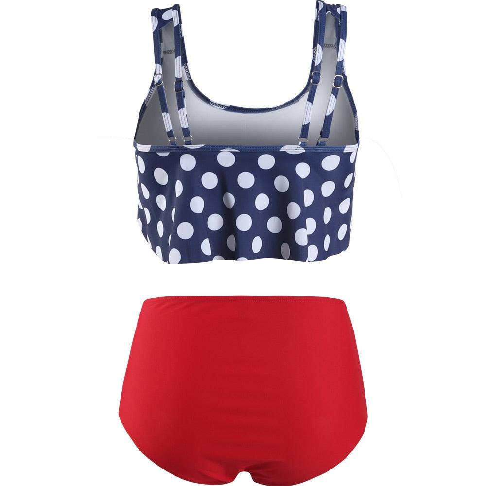 Women High Waist Bikini Plus Size Swimwear Summer Swimsuit Beach Bathing Suit Ruffle Bikini  Floral Printed Ruffle High Waist Bikini Set Women's Tummy Control Bathing Suit Swimsuit Flounce Peplum Stevvex