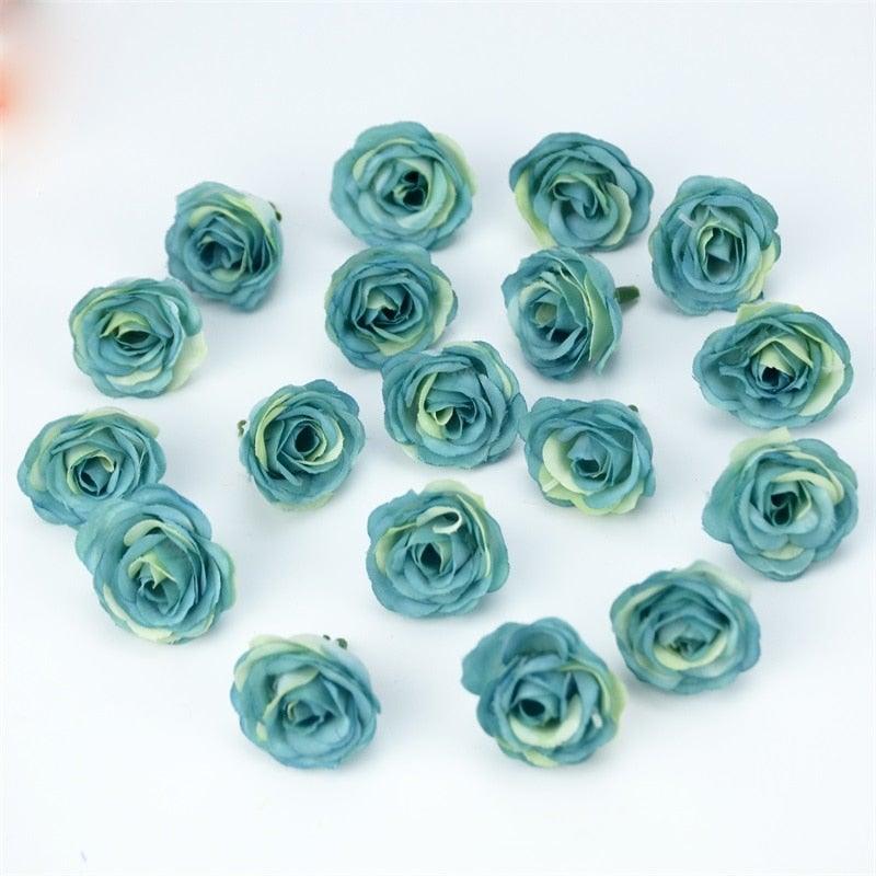 10/50/100pcs 2.5cm Mini Silk Fake Flower Heads Artificial Rose Flower For Crafts Wedding Party Home Decoration Accessories Stevvex