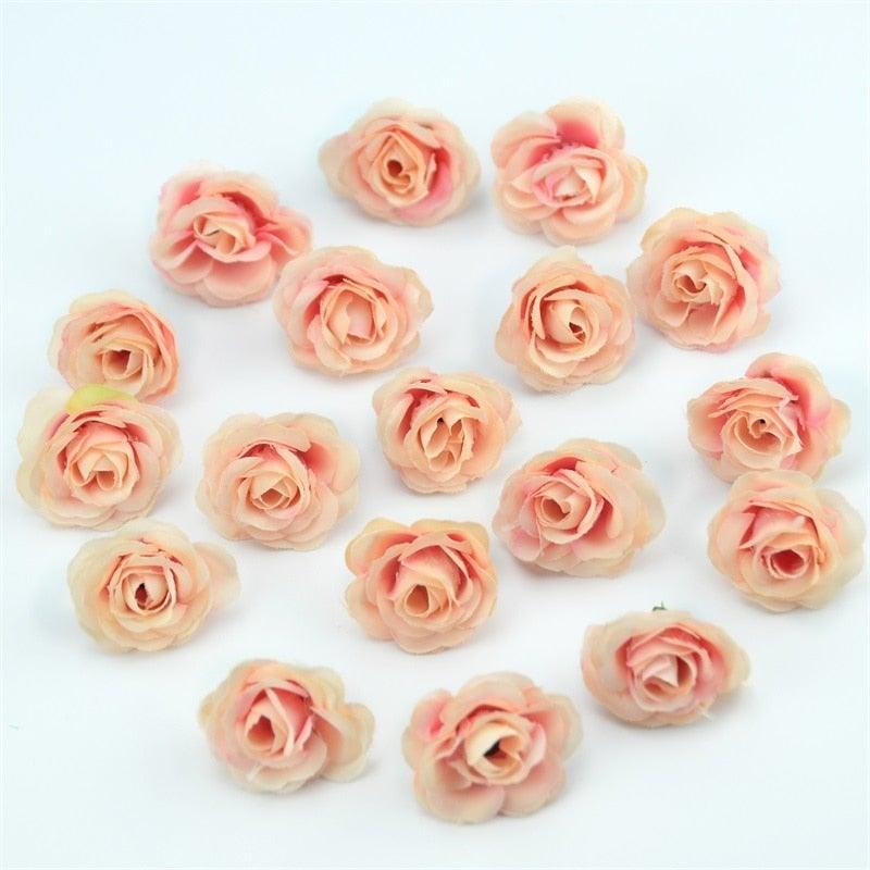 10/50/100pcs 2.5cm Mini Silk Fake Flower Heads Artificial Rose Flower For Crafts Wedding Party Home Decoration Accessories Stevvex