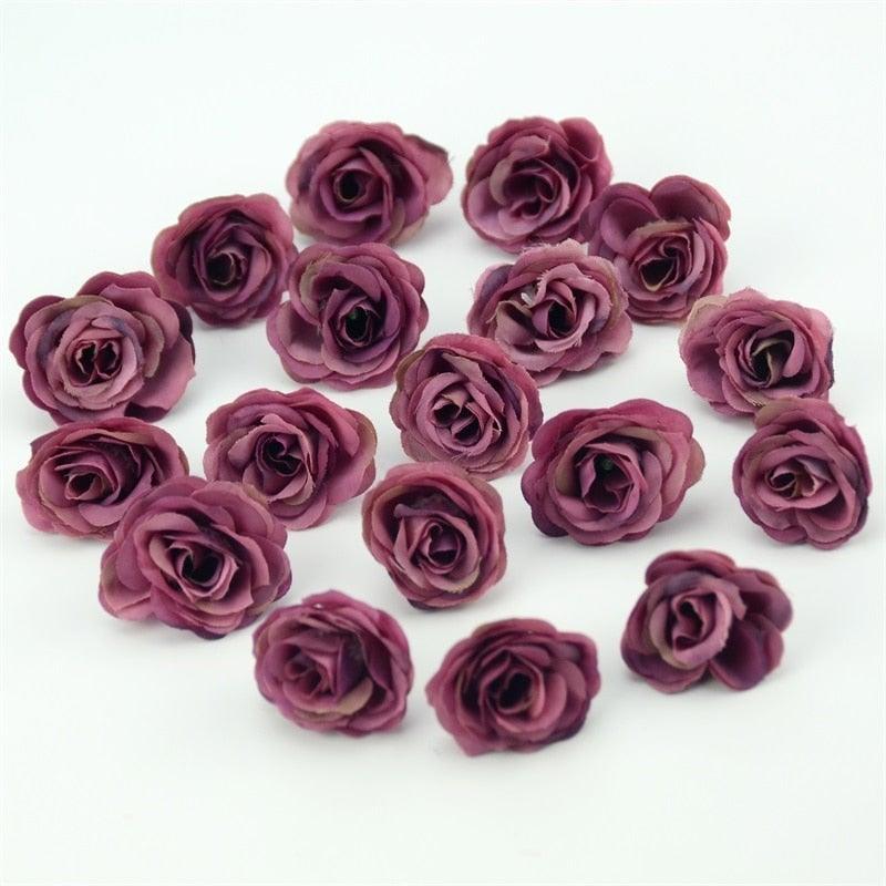 10/50/100pcs 2.5cm Mini Silk Fake Flower Heads Artificial Rose Flower For Crafts Wedding Party Home Decoration Accessories Stevvex
