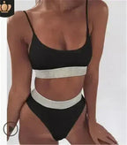 Two-Pieces Sexy Women Sequined Crystal Bikini Set Ladies Rhinestone