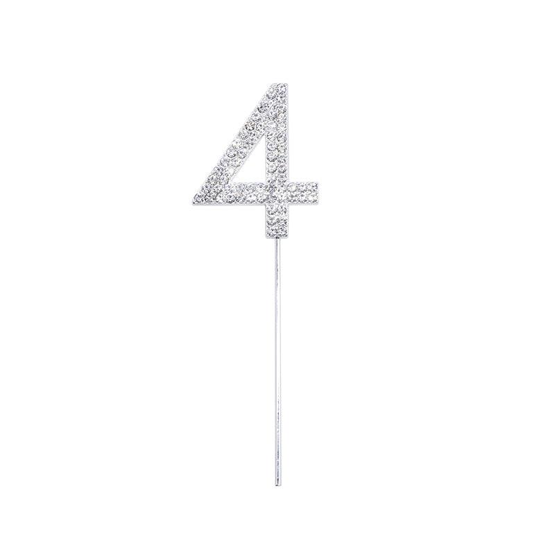 1Pc Glitter Alloy Rhinestone Number Cake Toppers Pieces Silver Glitter Number Cake Toppers Double Sided Twinkle Happy Birthday Cake Topper Cupcake Toppers For Wedding Baby Shower Birthday Decoration Wedding Gold Silver Digital Cakes Dessert Decor Stevvex