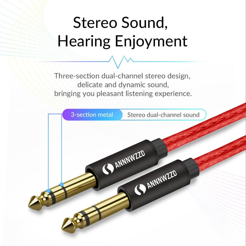 Balanced Signal 6.35mm 1/4 Inch Stereo Cable Jack For Guitar Amplifier Keyboard Professional Instrument Speaker Stevvex
