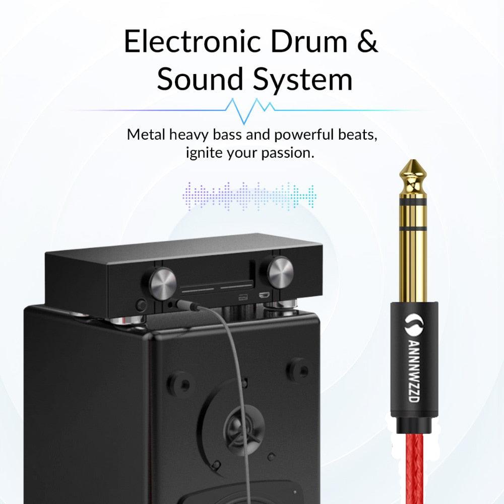 Balanced Signal 6.35mm 1/4 Inch Stereo Cable Jack For Guitar Amplifier Keyboard Professional Instrument Speaker Stevvex