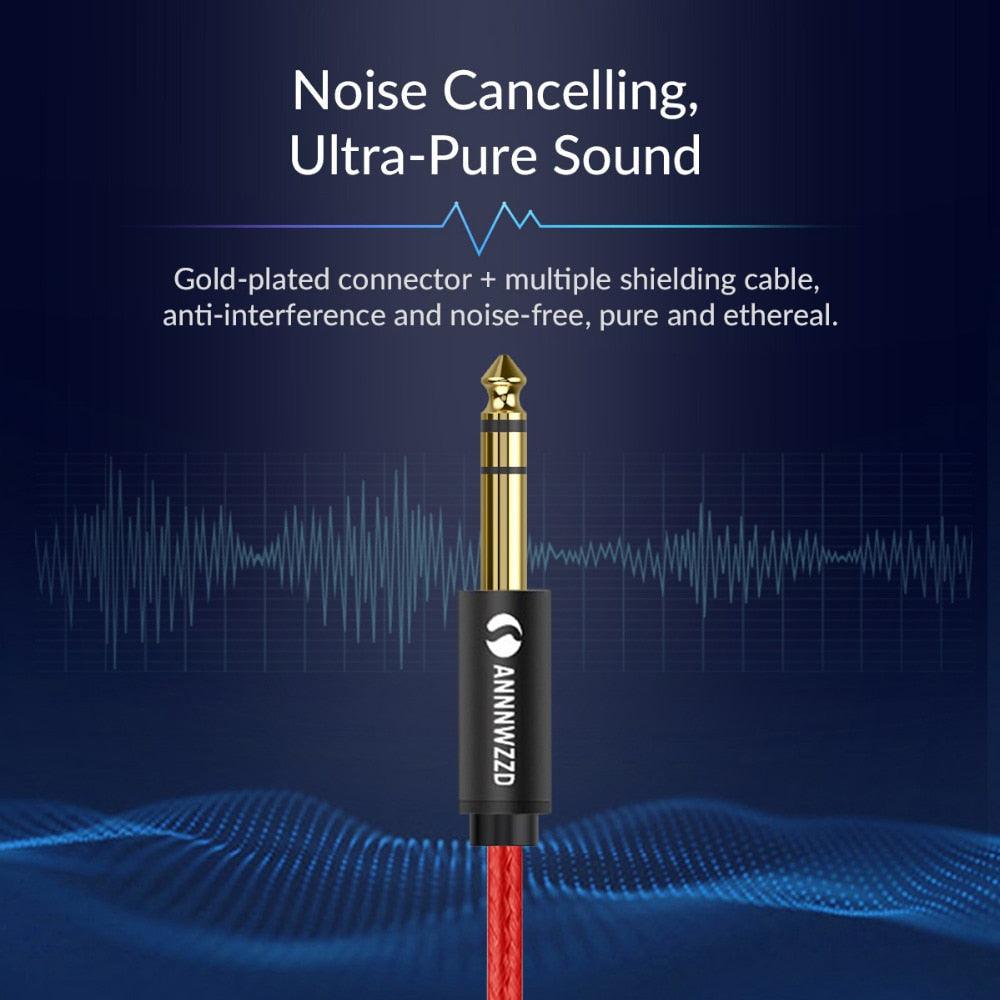 Balanced Signal 6.35mm 1/4 Inch Stereo Cable Jack For Guitar Amplifier Keyboard Professional Instrument Speaker Stevvex