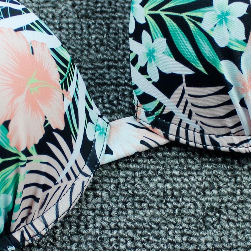 Push Up Bikini Floral Print Swimsuit Swimwear Women Bathing Suit Bikinis Set Brazilian Beach Female Wear Women's Bikini Swimsuits Floral Printed Bathing Suits for Women 2 Piece Bikini Stevvex