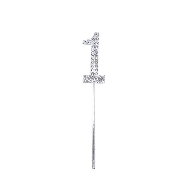 1Pc Glitter Alloy Rhinestone Number Cake Toppers Pieces Silver Glitter Number Cake Toppers Double Sided Twinkle Happy Birthday Cake Topper Cupcake Toppers For Wedding Baby Shower Birthday Decoration Wedding Gold Silver Digital Cakes Dessert Decor Stevvex