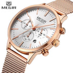 New Fashion Gold Women Watches Luxury Quartz Sport Waterproof Wrist Watch Round Style Stevvex
