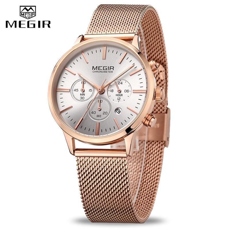 New Fashion Gold Women Watches Luxury Quartz Sport Waterproof Wrist Watch Round Style Stevvex