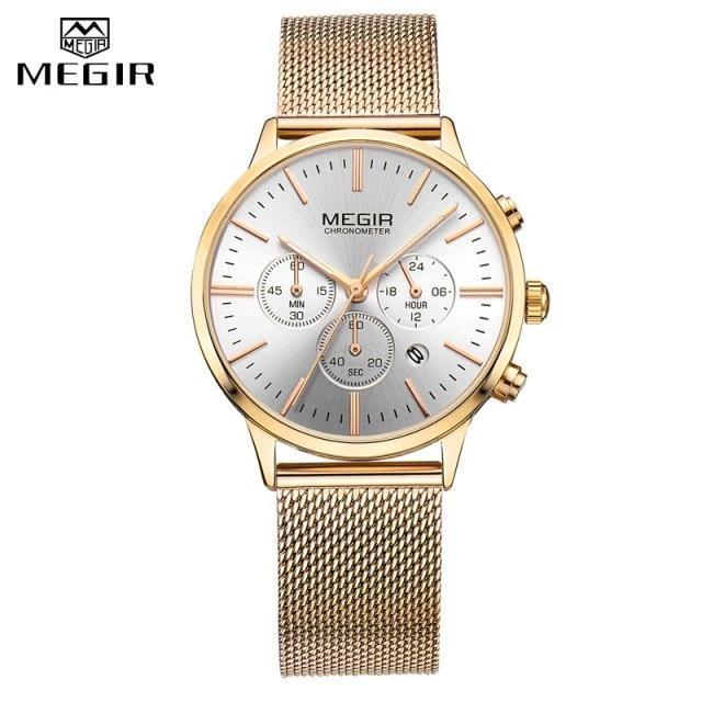 New Fashion Gold Women Watches Luxury Quartz Sport Waterproof Wrist Watch Round Style Stevvex