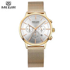 New Fashion Gold Women Watches Luxury Quartz Sport Waterproof Wrist Watch Round Style Stevvex
