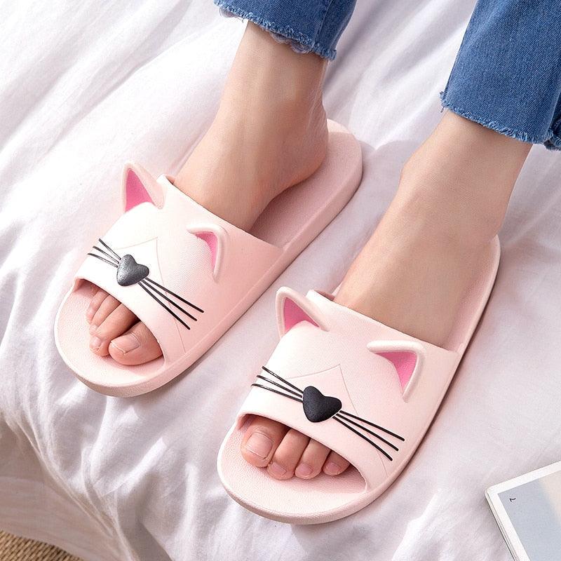 Women Men Summer Slippers Slide Sandals Beach Flip Flops Cats Thick Bottom Couple Boys Girls Comfort Shoes Fashion Outdoor Slides Beach Pool Gym House Slipper Stevvex