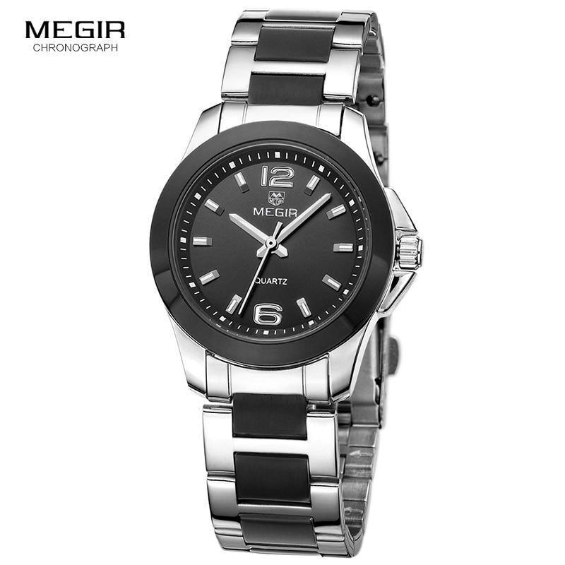 Classic Analogue Black Silver Women Watch Waterproof Elegant Quartz Wrist Watches Stainless Steel For Womens Stevvex
