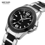 Classic Analogue Black Silver Women Watch Waterproof Elegant Quartz Wrist Watches Stainless Steel For Womens Stevvex