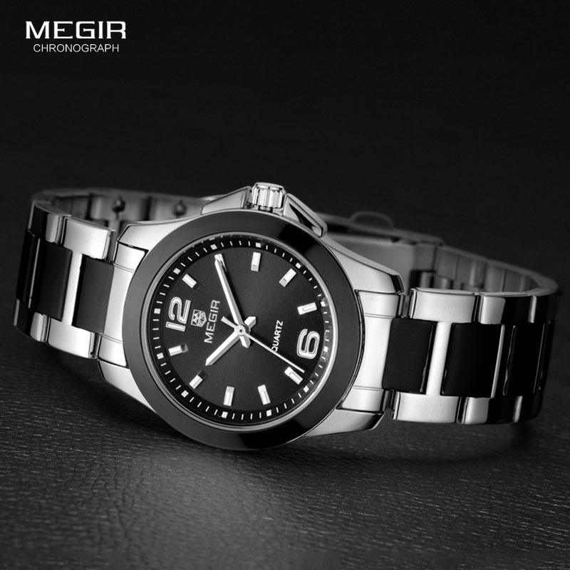Classic Analogue Black Silver Women Watch Waterproof Elegant Quartz Wrist Watches Stainless Steel For Womens Stevvex