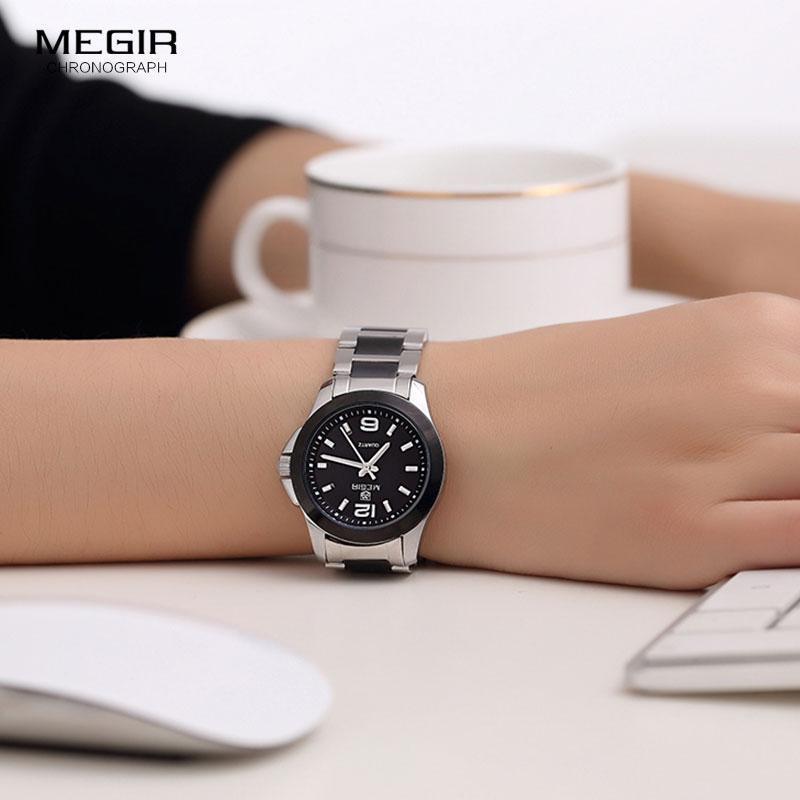 Classic Analogue Black Silver Women Watch Waterproof Elegant Quartz Wrist Watches Stainless Steel For Womens Stevvex