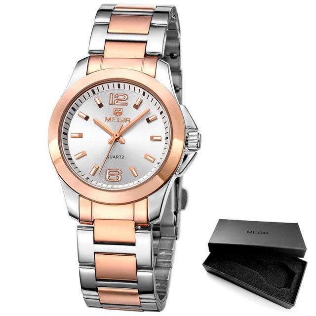 Classic Analogue Black Silver Women Watch Waterproof Elegant Quartz Wrist Watches Stainless Steel For Womens Stevvex