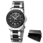 Classic Analogue Black Silver Women Watch Waterproof Elegant Quartz Wrist Watches Stainless Steel For Womens Stevvex
