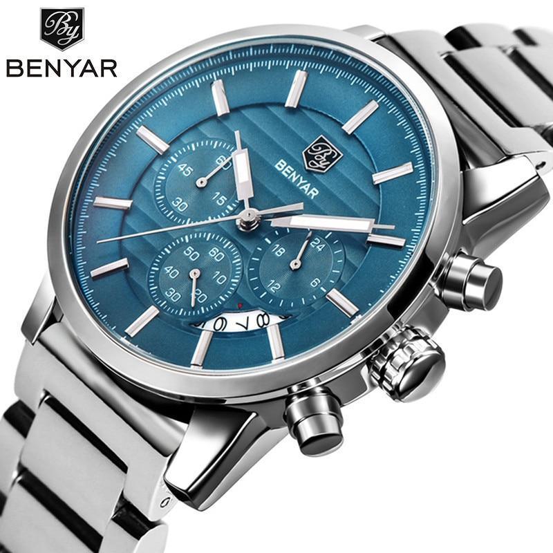 Sport Business Chronograph Steel Men Watches Top Luxury Quartz Male Analog Fashion Watchwrist Stevvex