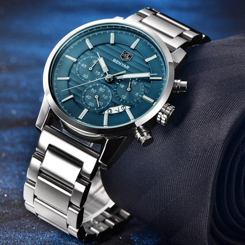 Sport Business Chronograph Steel Men Watches Top Luxury Quartz Male Analog Fashion Watchwrist Stevvex