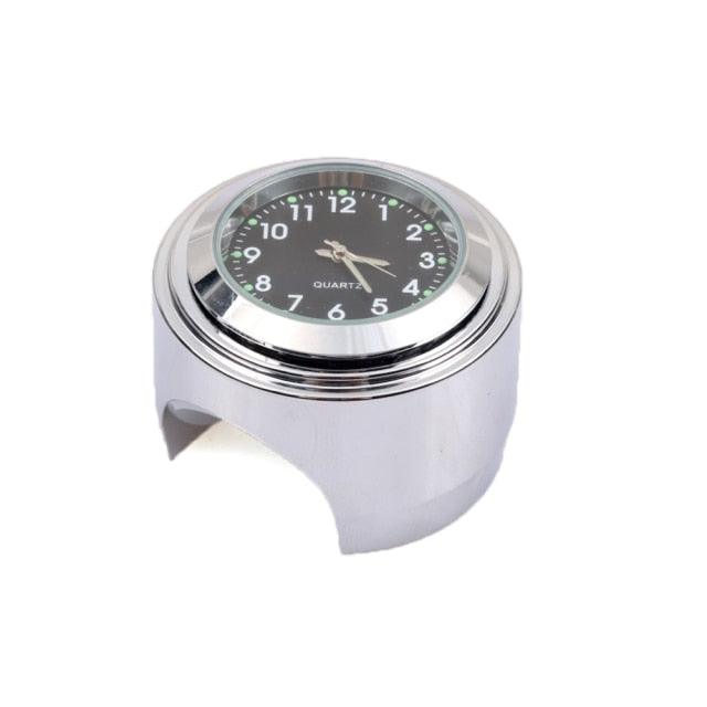 Universal 7/8" Waterproof Chrome Motorcycle Bike Handlebar Mount Quartz Clock Motorcycle Handlebar Clock, Motorcycle Modification Handlebar Mount Waterproof Quartz Clock Watch Accessories Watch Aluminum Luminous Clock Moto Black Stevvex