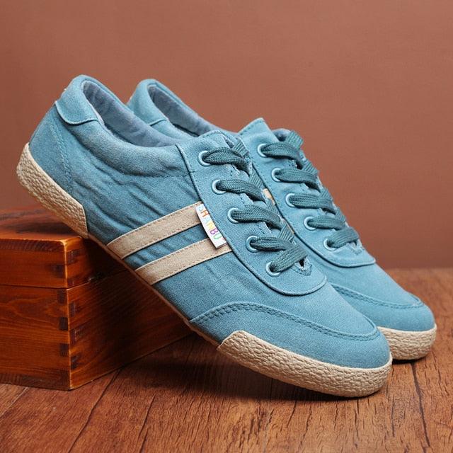 Casual Round Toe High Quality Mens Canvas Flat Solid Summe Lace Up Breathable Flat Casual Sneakers Sports Flats Men Casual Walking Sneakers Comfortable Soft Design Stevvex