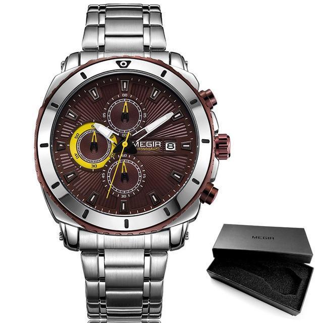 Luxury Men's Business Quartz Watches Blue Fashion Chronograph Elegant Stainless Steel Wristwatches For Man Stevvex