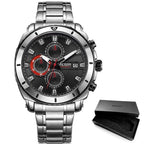 Luxury Men's Business Quartz Watches Blue Fashion Chronograph Elegant Stainless Steel Wristwatches For Man Stevvex