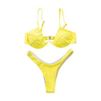 Push Up Unpadded Bikini Set Women 4 Colors Bandage Bikini Set Swimsuit Thong Bottom Swimwear Two Pieces Plain Bikini Bathing Suit Swimwear Bathing Stevvex
